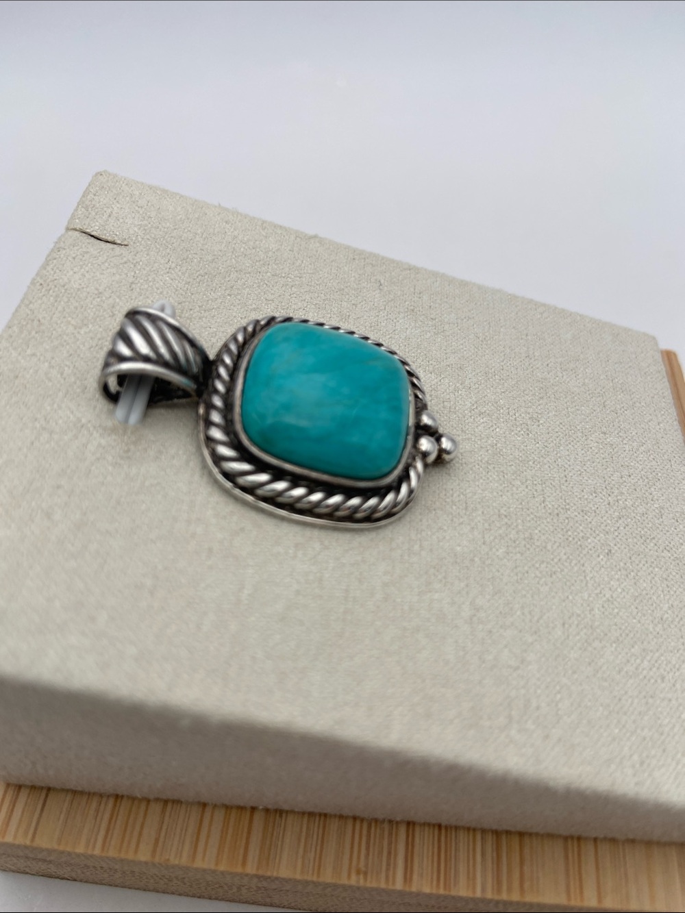 GSJ Gold Stone Jewelry Sterling Silver 925 Tyrone Turquoise Pendant Vintage - Picture 3 of 7